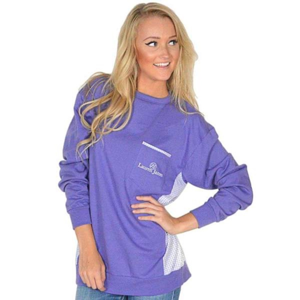 Lauren James Prepcheck Sweatshirt Purple Gingham